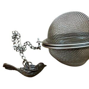 Tea Metal Mesh Tea Infuser With Bird Charm & Chain Clip For Loose Leaf Tea